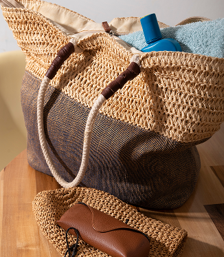 Bolso saco de rafia natural